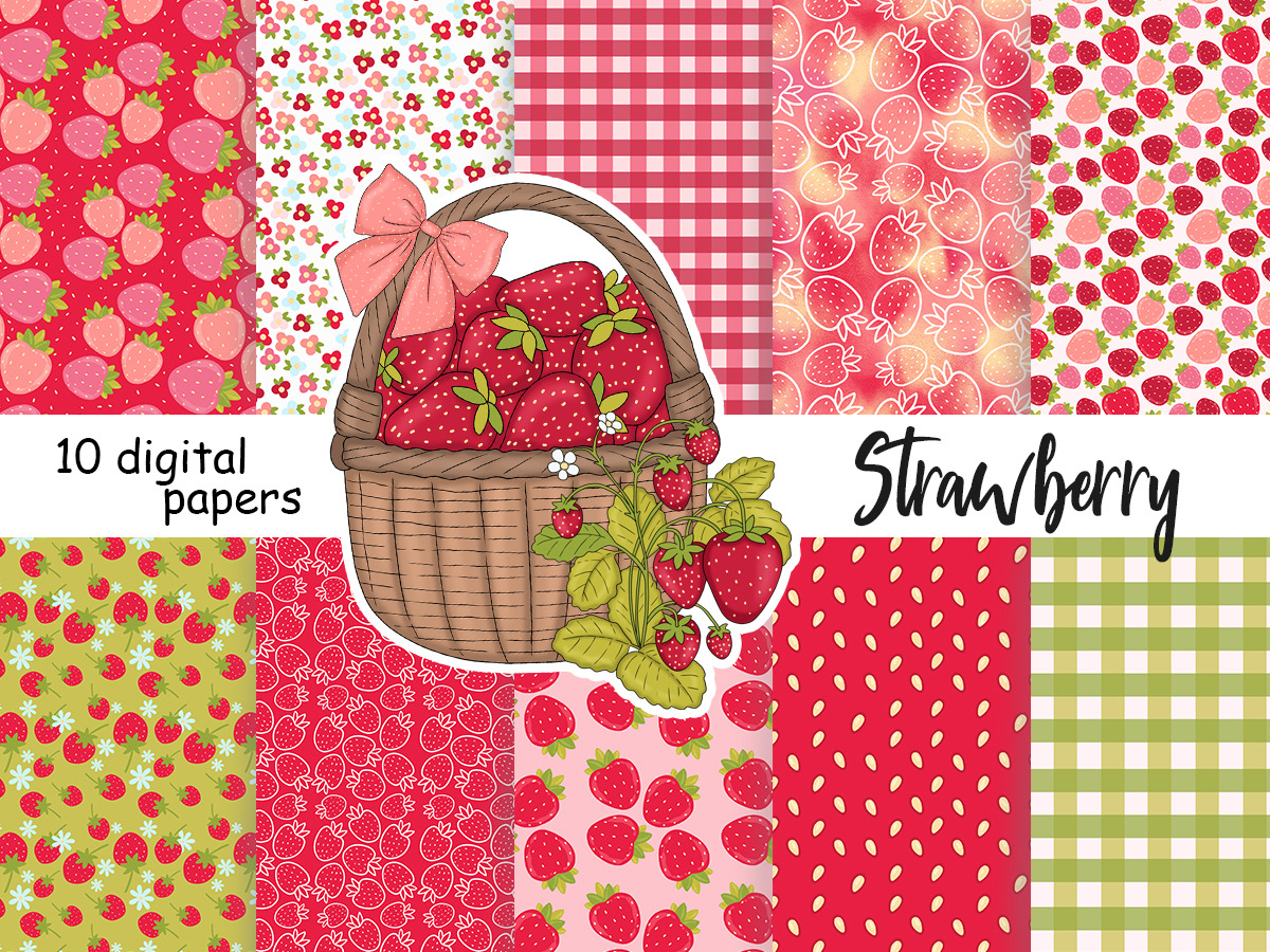 Strawberry Pattern, a Pattern Graphic by GlamArtZhanna