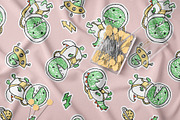 Cute Space Dino Seamless Pattern, a Pattern Graphic by StudioGlouna (Thumbnail 2 of 5)