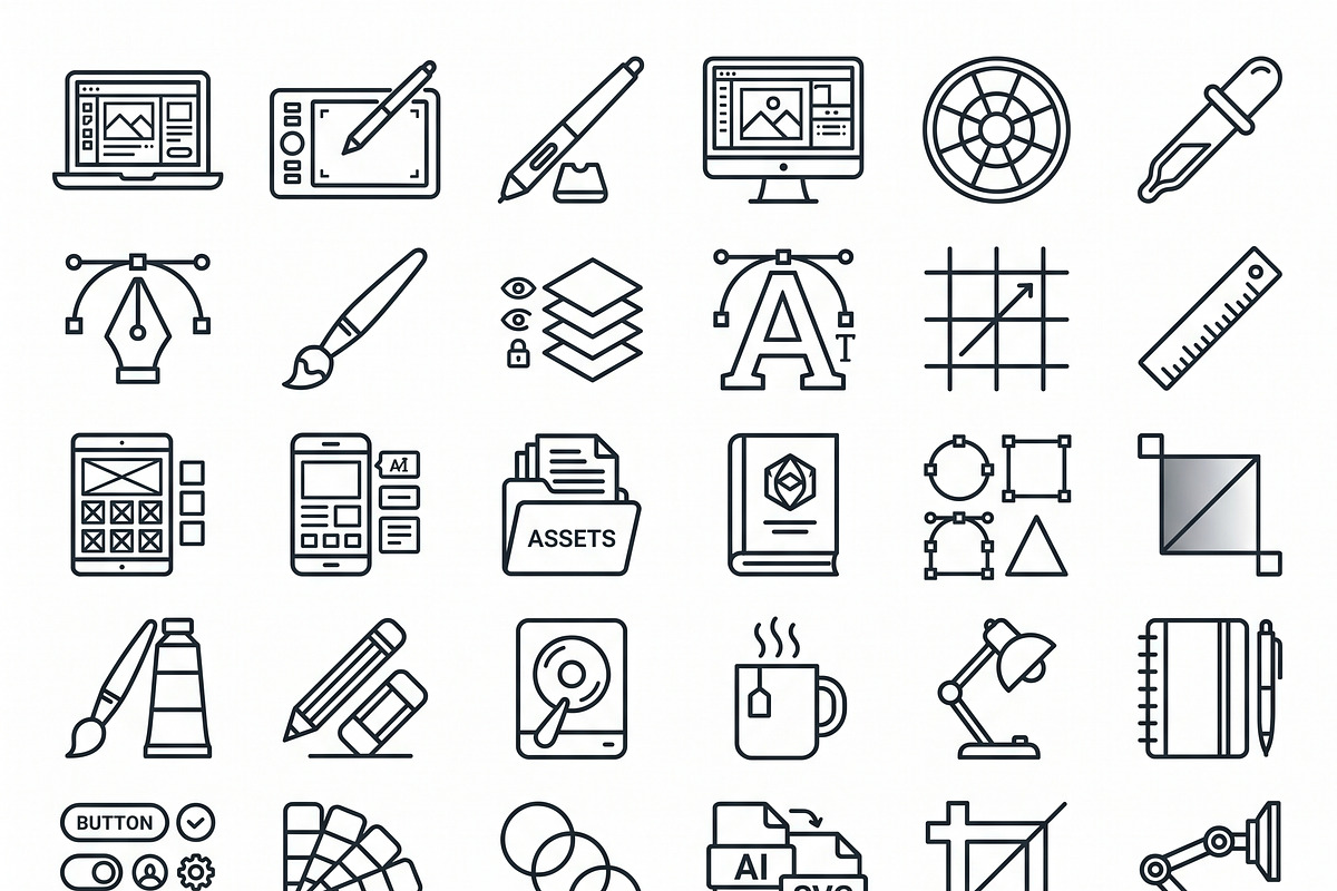 vector Bunles Designer Icon Set, an Outline Icon by adenpinkstore (Photo 11 of 14)