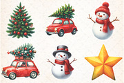 Watercolor Christmas Village Clipart, an Illustration by Libby Wishes (Thumbnail 6 of 9)