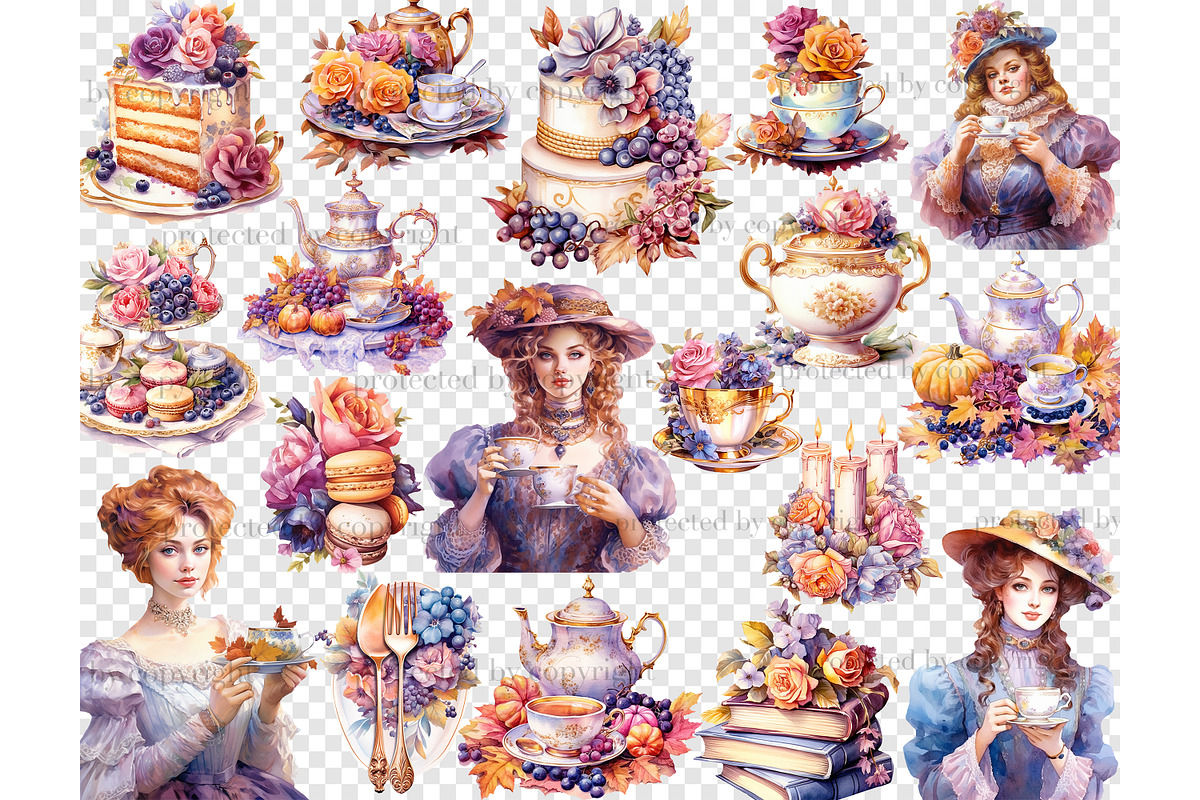 Autumn Clipart Bundle | Tea Party, a Person Illustration by GlamArtZhanna (Photo 4 of 5)