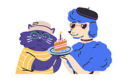 Funny animals at birthday party set, an Animal Illustration by Good Studio (Thumbnail 2 of 7)