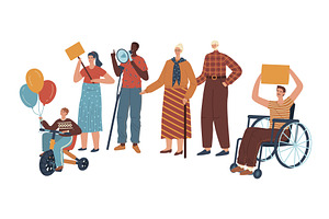 Diverse group of people with, a Person Illustration by seahorsevector