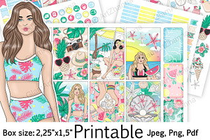 Summer Printable Stickers 2,25x1,5