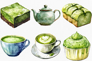 Watercolor Matcha Green Tea Clipart, an Illustration by Canvas Craft (Thumbnail 2 of 7)