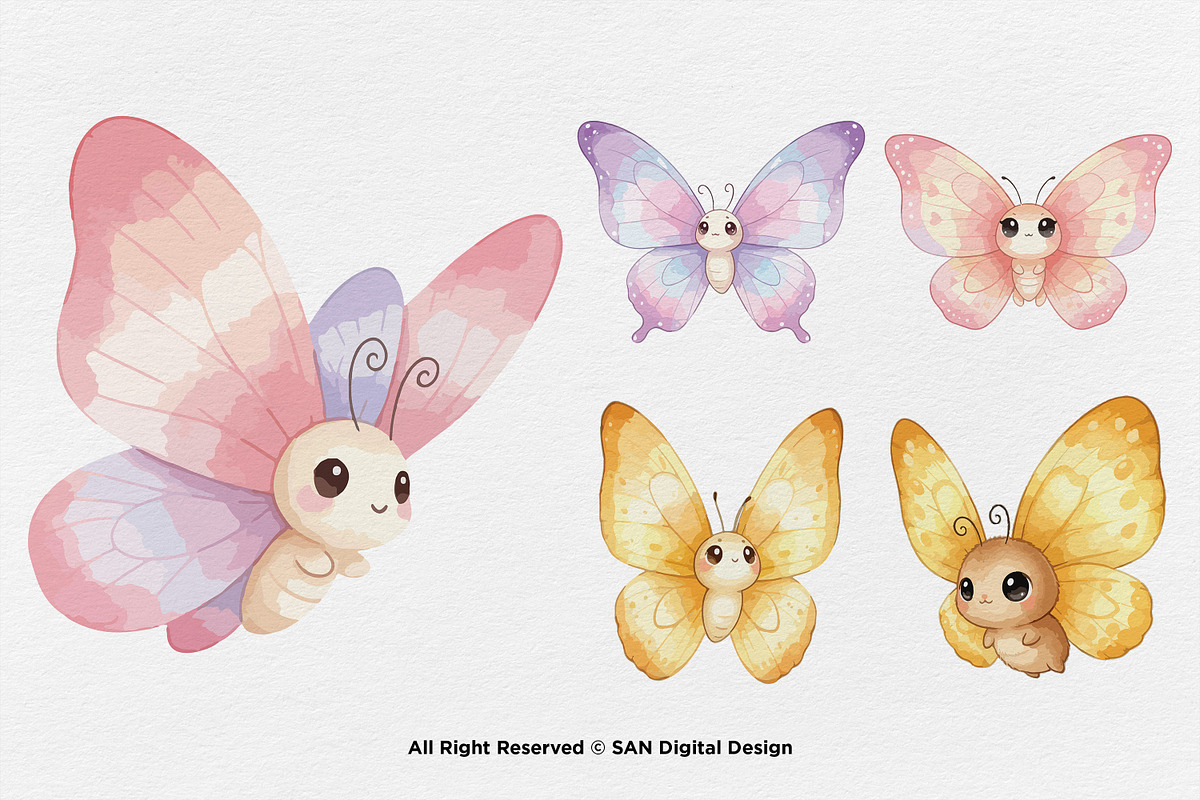 15 Bundle Watercolor Cute Butterfly, an Animal Illustration by Morspective (Photo 6 of 8)