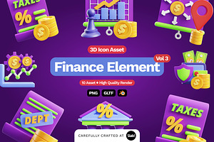 3D Finance Element Icon Vol 3