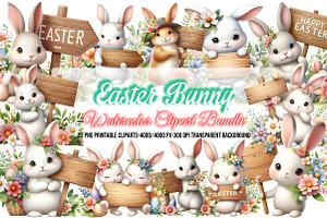 Easter Bunny Sublimation Clipart, a Seasonal Illustration by Craft Nest