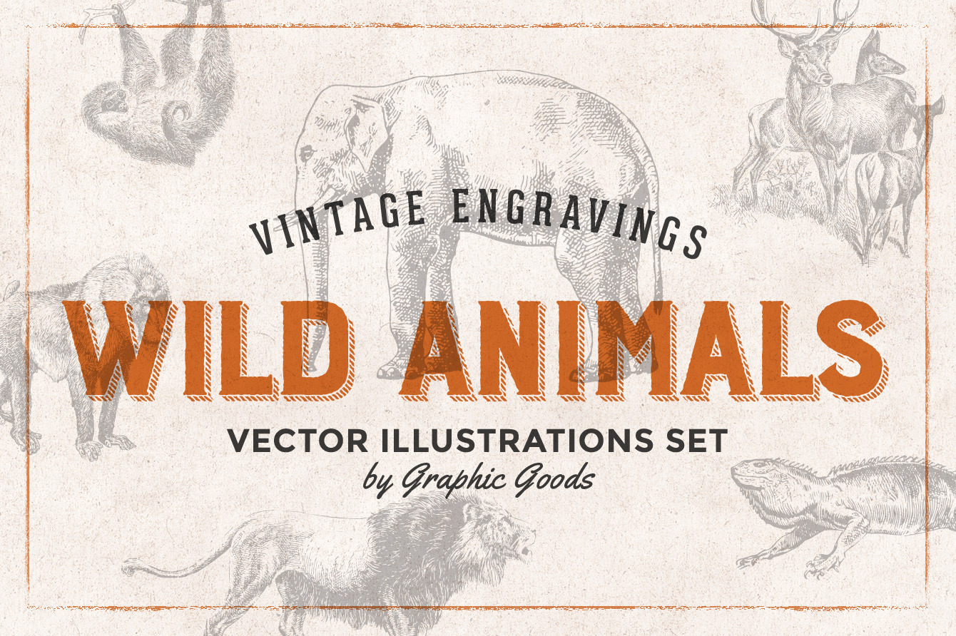 Wild Animals Engravings, an Object Graphic by Graphic Goods