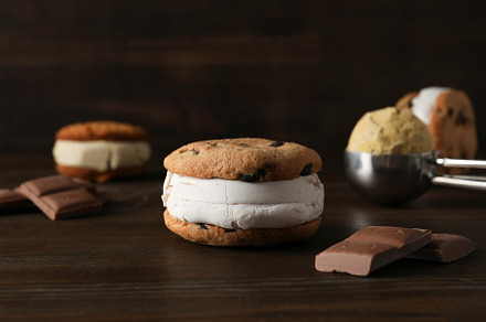 Concept of sweet food, cookies with ice cream, a Food & Drink Photo by AtlasStudio PRO