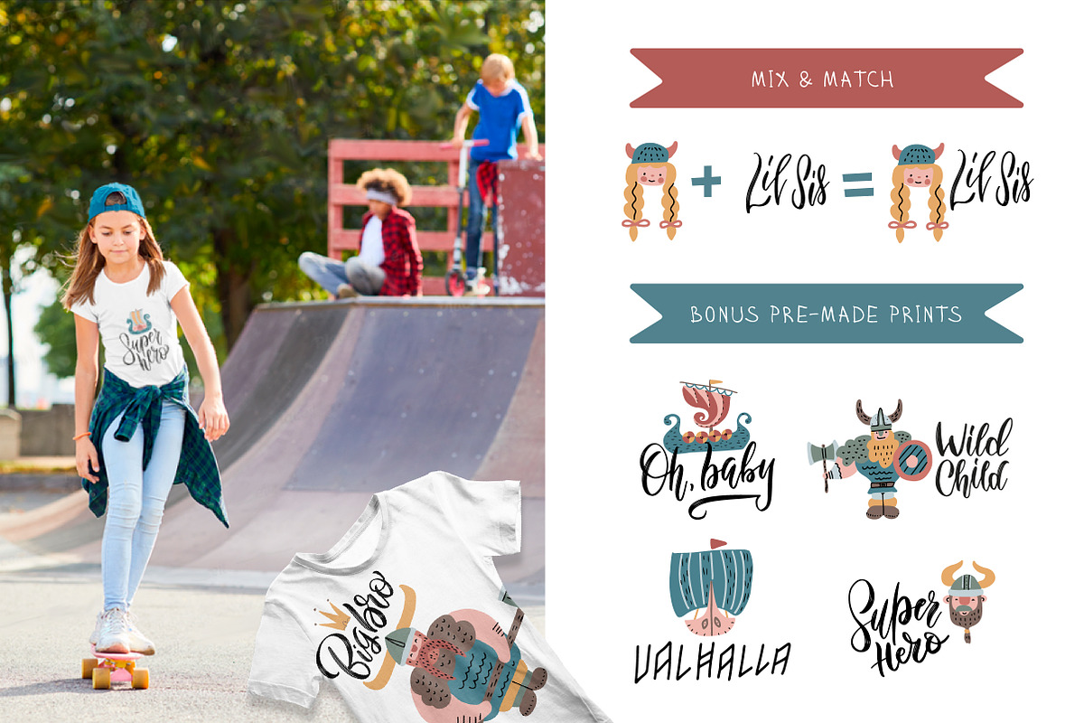 Cute childish vikings clipart set, an Illustration by Lana Sham (Photo 11 of 12)
