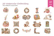 Watercolor Embroidery Clipart, a Decorative Illustration by BerryPieArt (Thumbnail 2 of 4)