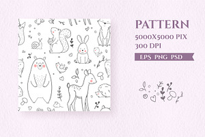 Forest Animals Set EPS PNG PSD