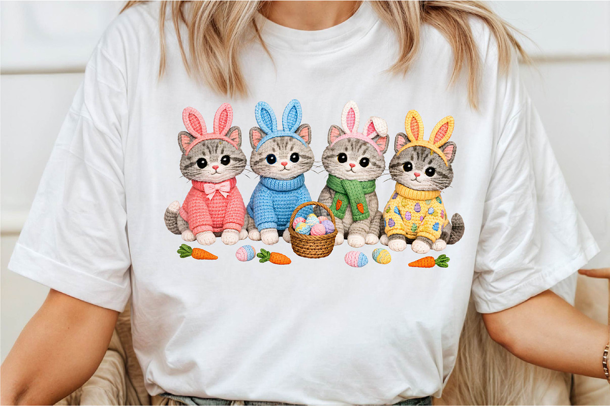 Crochet Easter Kittens png, an Illustration by DreamCafeArt (Photo 2 of 6)