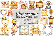 Bee My Valentines Clipart, an Illustration by Design Market (Thumbnail 1 of 4)