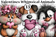 Valentines Whimsical Animals Clipart, an Illustration by CreationArt (Thumbnail 1 of 5)