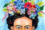 Hand Paint Collage Woman with Floral, a Person Illustration by Sharon Schwalbe (Thumbnail 1 of 2)