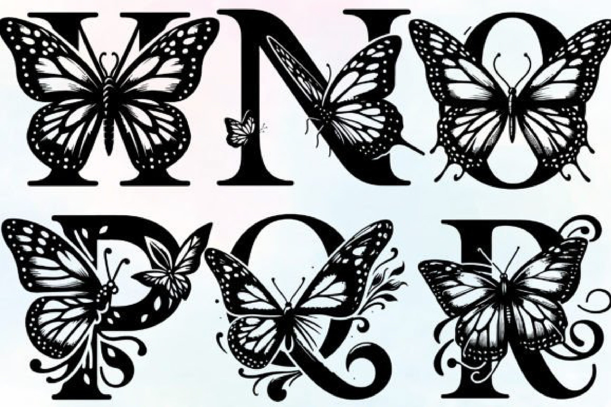 Butterfly Monogram Alphabet PNG, an Illustration by CraftArtStudio (Photo 3 of 6)