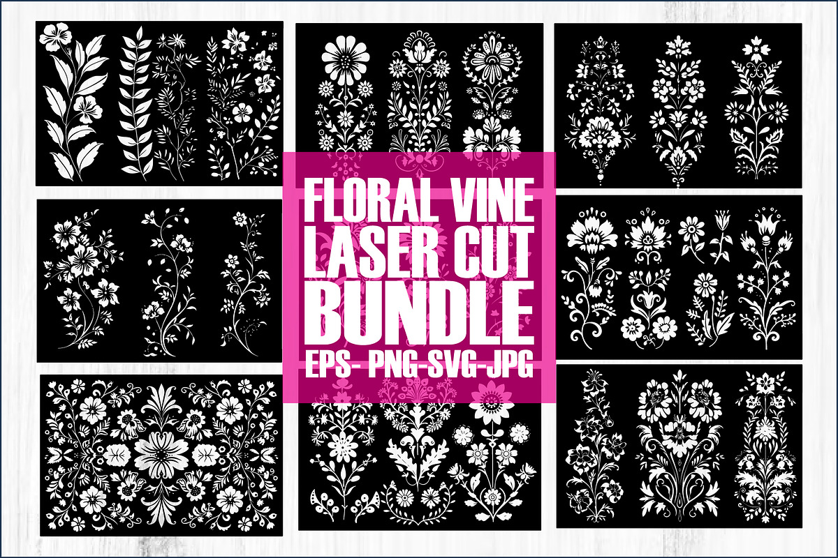 Floral Vine Laser Cut Bundle, an Object Graphic by hafijul (Photo 1 of 10)