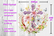 Embroidery Purple Cross & Luarel PNG, an Object Graphic by V Design Creator (Thumbnail 2 of 7)