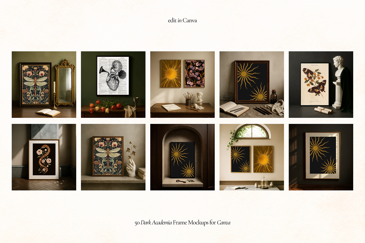 Dark Academia Frame Canva Mockups, a Household Mockup by Matisse Studio (Photo 7 of 10)