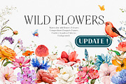 Watercolor Wildflowers & Leaves, a Decorative Illustration by Damian Roh (Thumbnail 1 of 24)