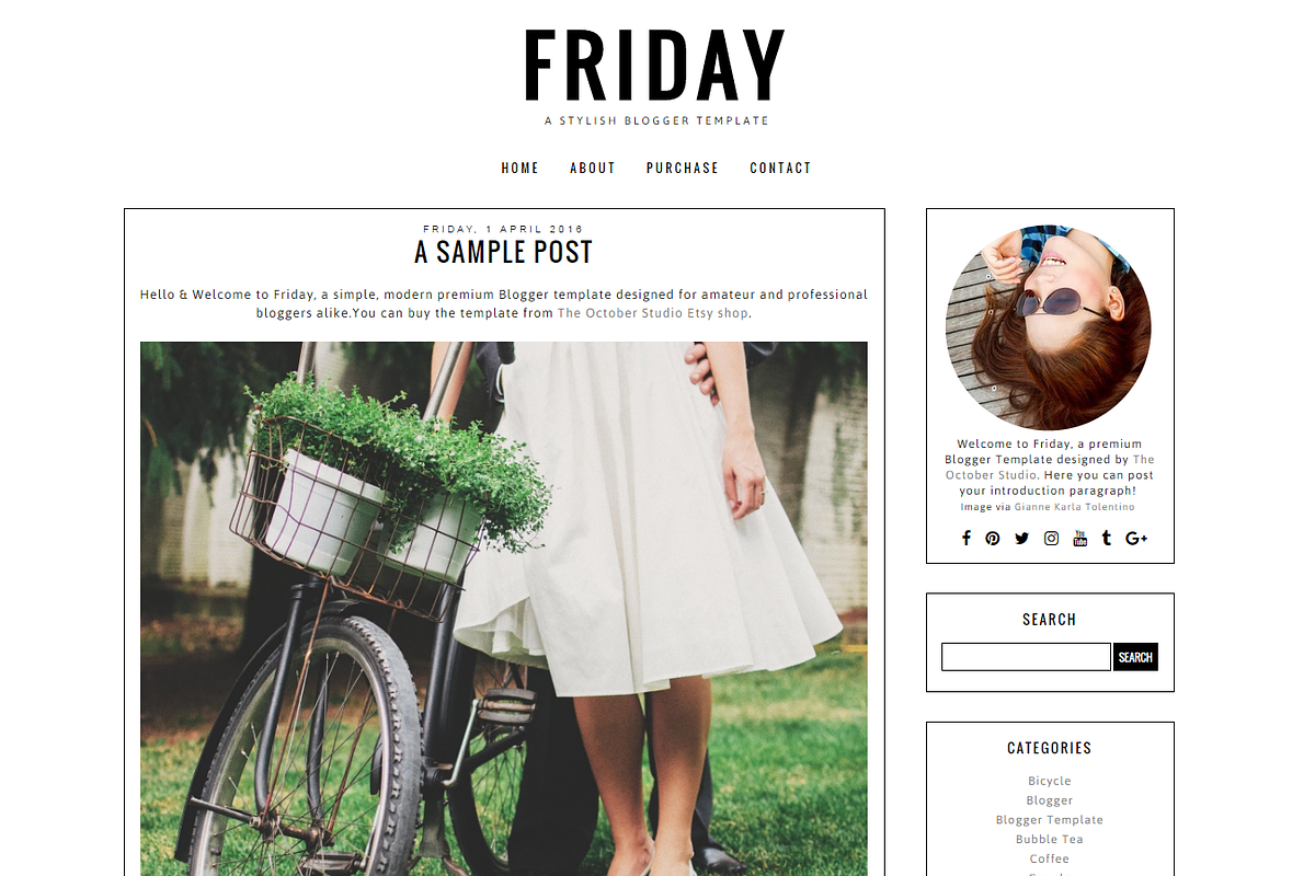 Friday - Pre-made Blogger Template, a Websites & App Template by The October Studio