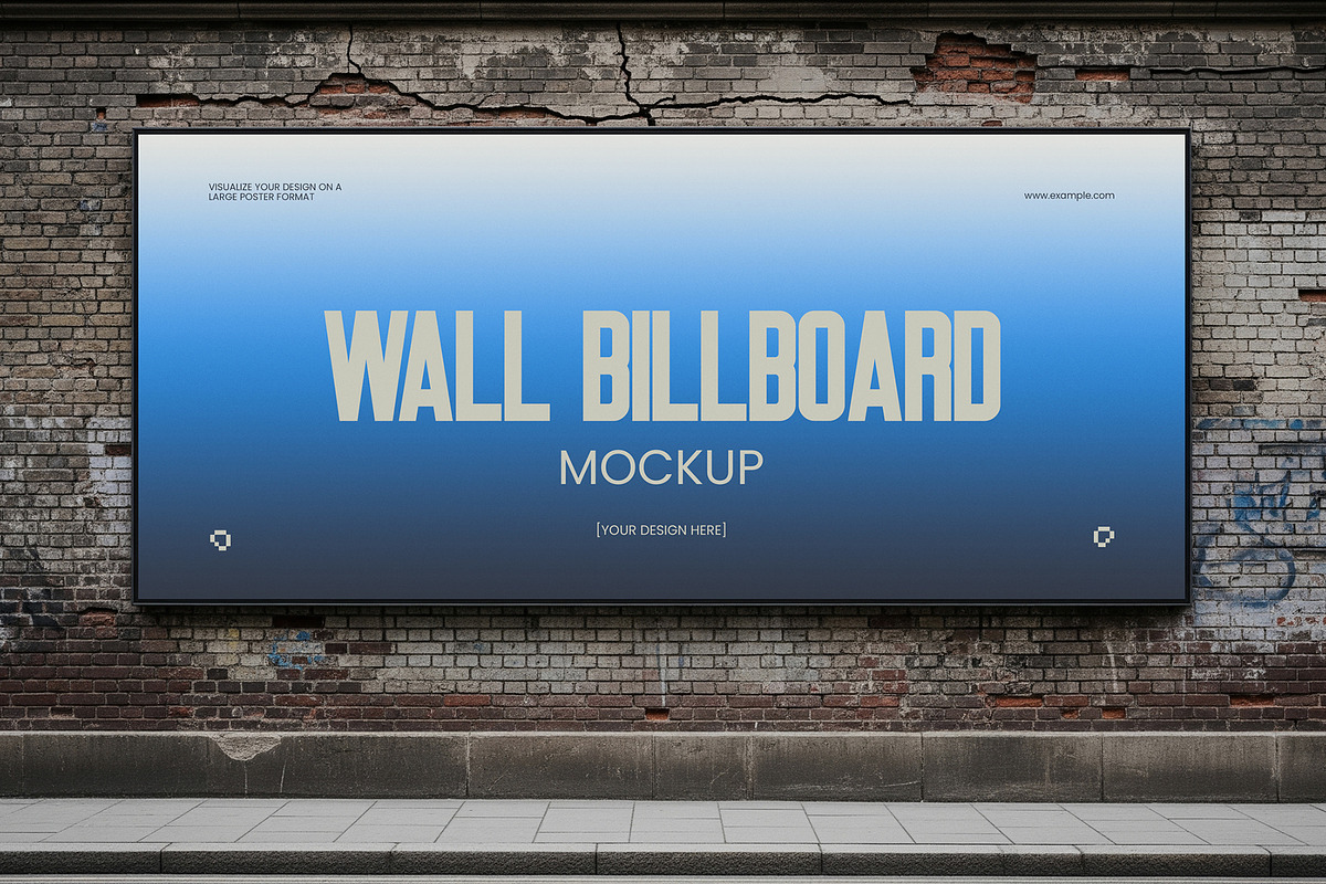 Street Billboard Mockup on Wall, an Advertising Mockup by graphypix (Photo 1 of 4)