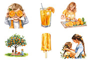 Watercolor Orange Summer Family PNG, an Illustration by SinaCreation (Thumbnail 3 of 5)
