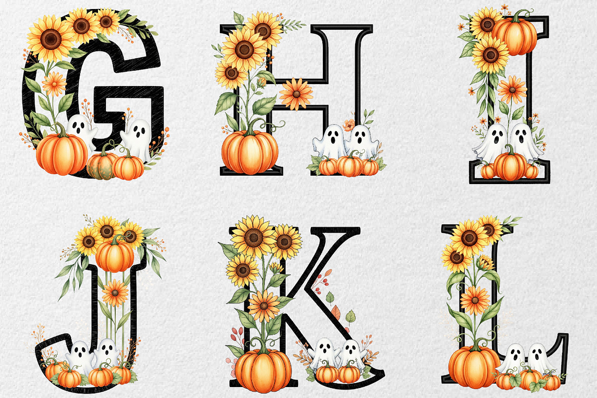 Floral Halloween Alphabet Letter, an Illustration by DreamCafeArt (Photo 3 of 6)