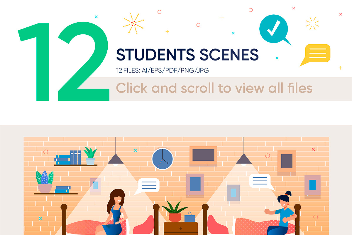Students Vector Scenes, an Education Illustration by PavelVinnik (Photo 2 of 3)