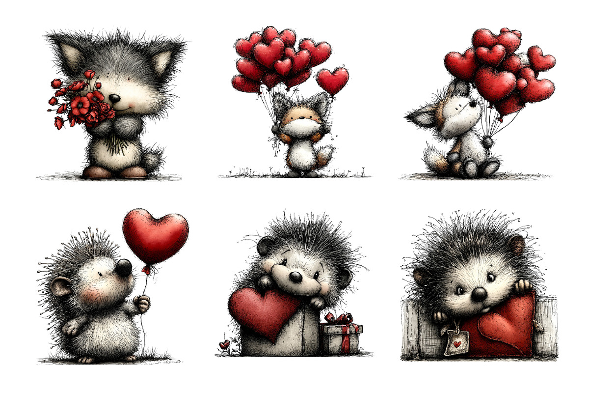 Valentines Day Animals Clipart, an Illustration by SinaCreation (Photo 5 of 11)
