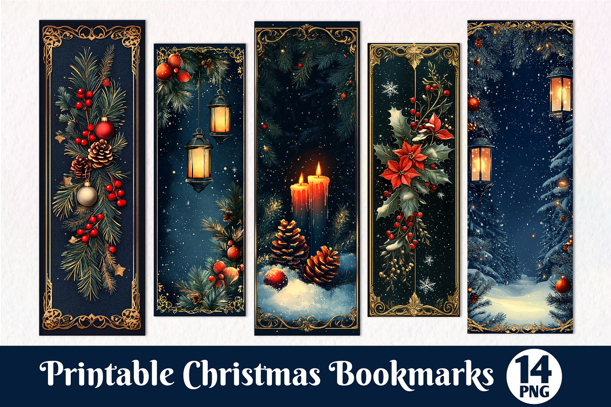 Printable Christmas Bookmarks, an Illustration by Dream Creation