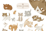 Floral kittens - clipart & patterns, an Animal Illustration by polikarpovaart (Thumbnail 13 of 15)