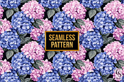 Hydrangea Flowers Seamless Pattern, a Pattern Graphic by Creative Store (Thumbnail 3 of 4)