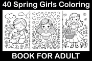 Spring Girls Coloring Book, a Decorative Illustration by Design Station (Thumbnail 1 of 3)