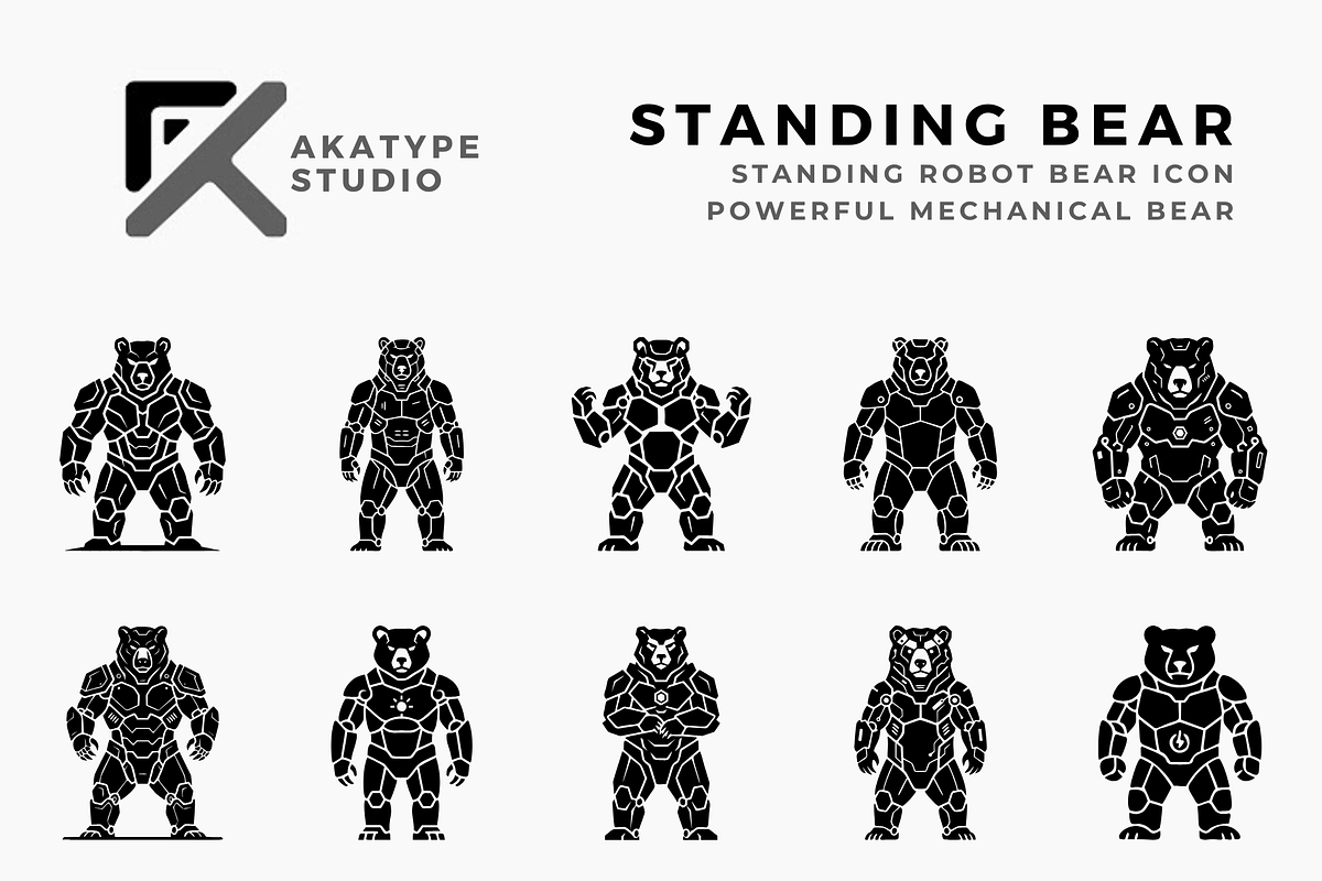 Standing Robot Bear, a Solid Icon by Akatype Studio (Photo 1 of 3)