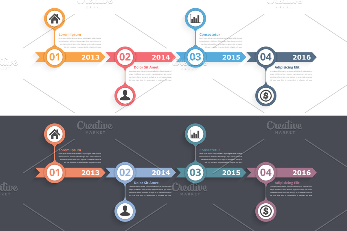 Timelines Infographics - Bundle 2, a Graphic by PixMarket (Photo 4 of 5)