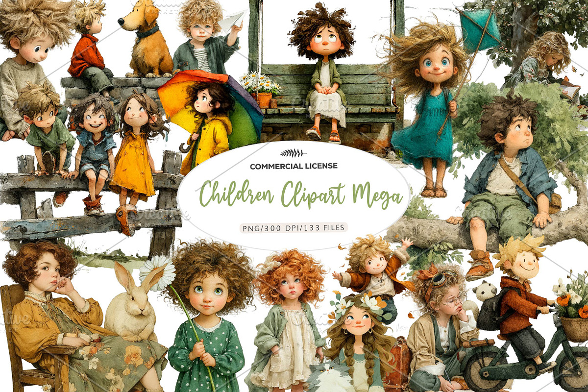 Children Clipart Mega Bundle, a Seasonal Illustration by CreationArt (Photo 1 of 7)