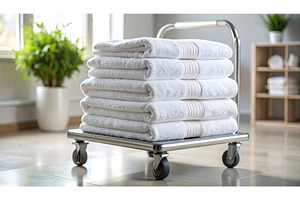 Stack of clean white folded towels, an Architecture Photo by Igor Tichonow