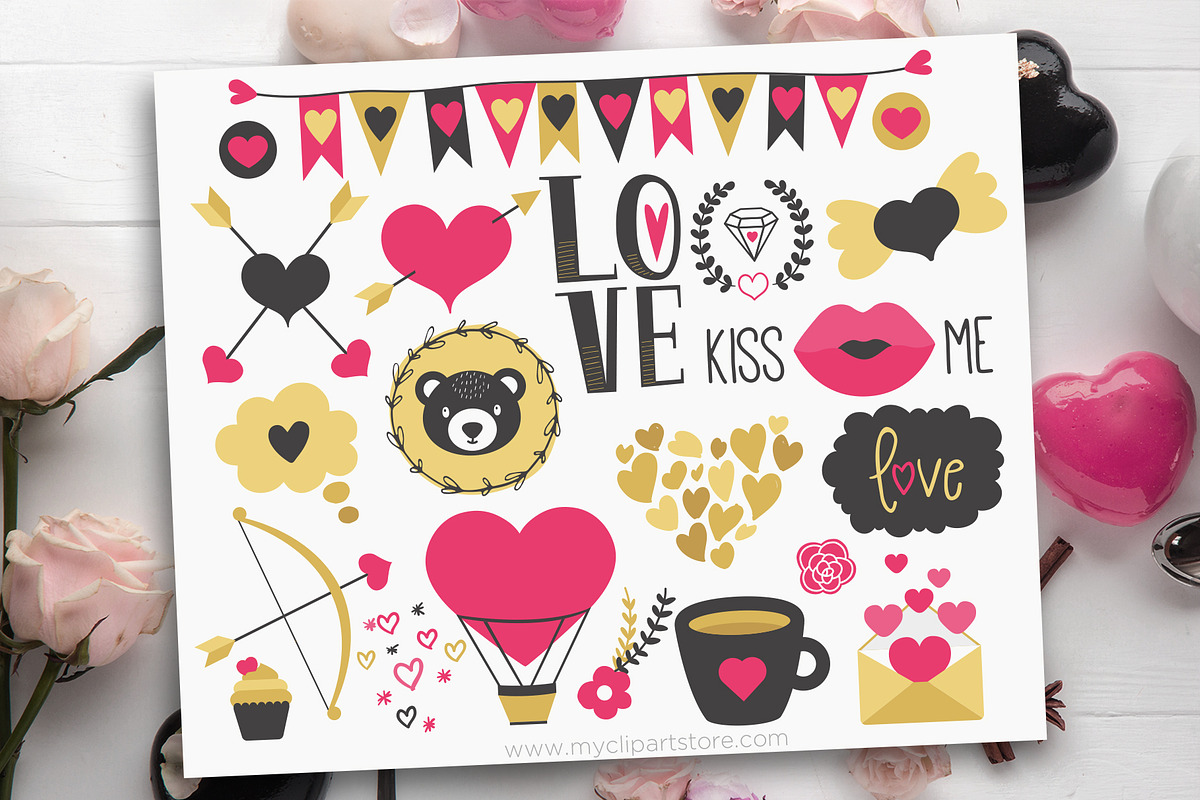 Valentine Doodles Clipart, SVG, an Illustration by MyClipArtStore (Photo 1 of 2)