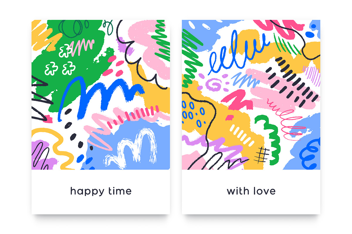 Abstract doodle card backgrounds set, a Background Graphic by Good Studio (Photo 3 of 8)