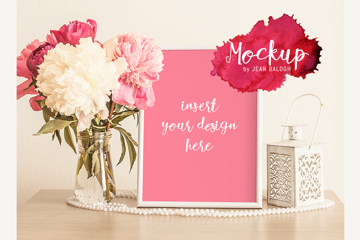 Beautiful Mockup With Peonies, a Presentation Template by Jean Balogh