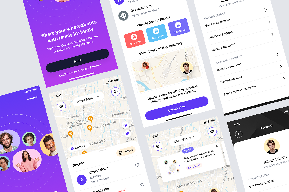 Conec - Family Live Location, an UI Kit Template by Sans Design (Photo 5 of 6)