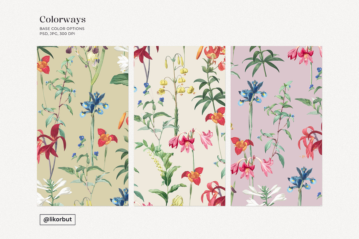 Vintage Botanical Floral Pattern, a Pattern Graphic by likorbut (Photo 5 of 13)