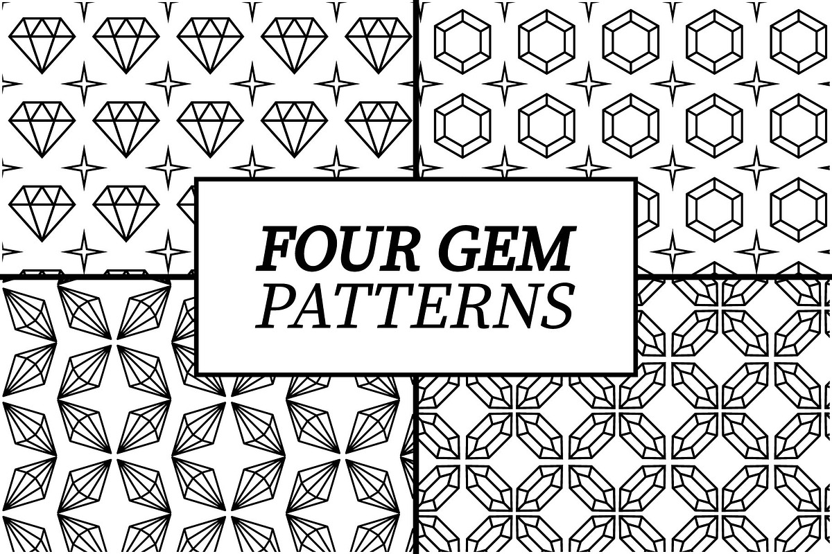 FOUR GEM PATTERN, a Pattern Graphic by arrolas vector