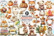 Watercolor Autumn Baby Shower, a Seasonal Illustration by Canvas Craft (Thumbnail 1 of 8)