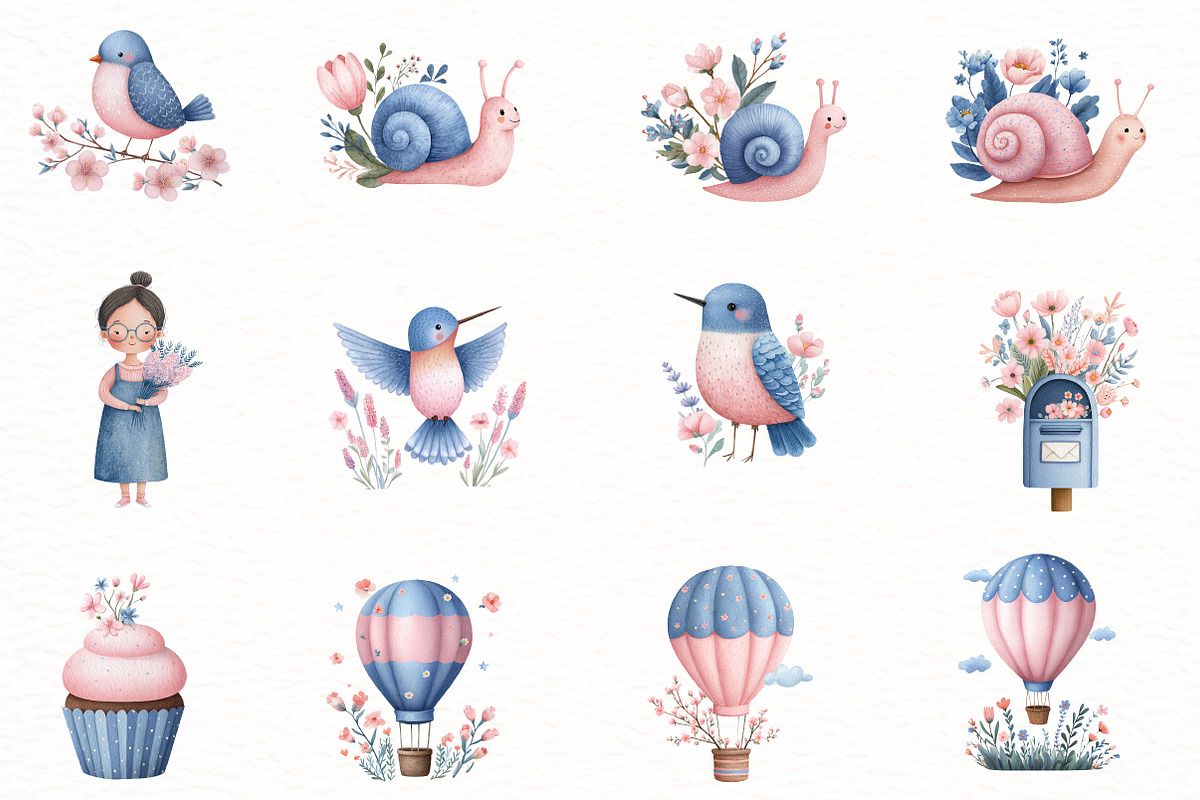 Whimsical purple Spring Clipart, an Illustration by Designworld (Photo 3 of 8)
