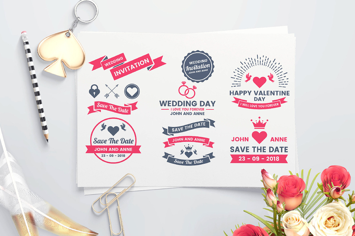 43 WEDDING VINTAGE BADGE & RIBBON, an Invitation Template by Toonsteb (Photo 8 of 14)