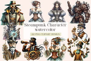 Steampunk Character Clipart, a Seasonal Illustration by DreamArtGraphic